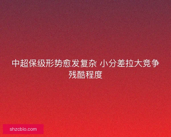 中超保级形势愈发复杂 小分差拉大竞争残酷程度