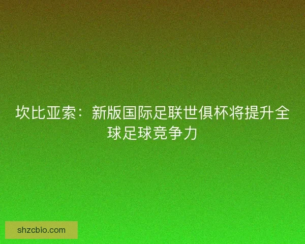 坎比亚索：新版国际足联世俱杯将提升全球足球竞争力