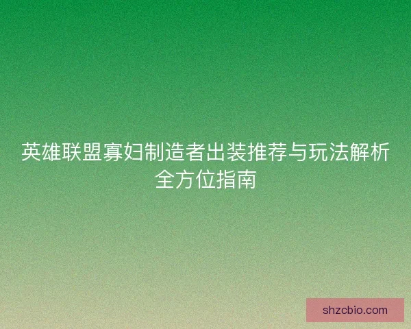 英雄联盟寡妇制造者出装推荐与玩法解析全方位指南