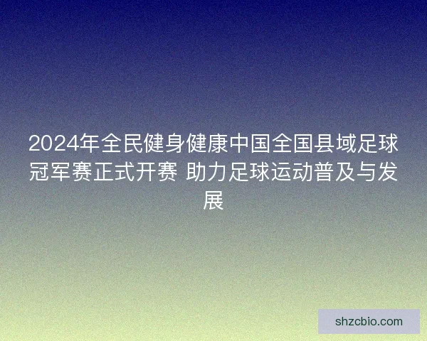 2024年全民健身健康中国全国县域足球冠军赛正式开赛 助力足球运动普及与发展 2024年全民健身健康中国全国县域足球冠军赛正式开赛 助力足球运动普及与发展